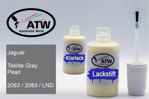 Jaguar, Teklite Gray Pearl, 2063 / 2083 / LND: 20ml Lackstift + 20ml Klarlack - Set, von ATW Autoteile West.